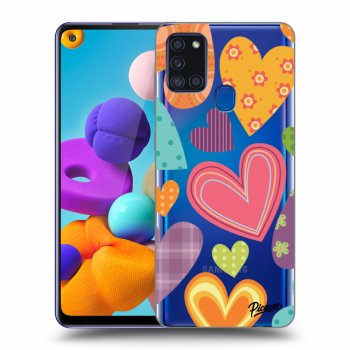 Picasee silikonový průhledný obal pro Samsung Galaxy A21s - Colored heart