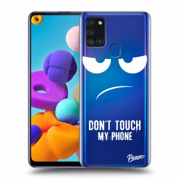 Picasee silikonový průhledný obal pro Samsung Galaxy A21s - Don't Touch My Phone