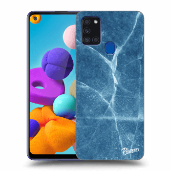 Picasee silikonový průhledný obal pro Samsung Galaxy A21s - Blue marble