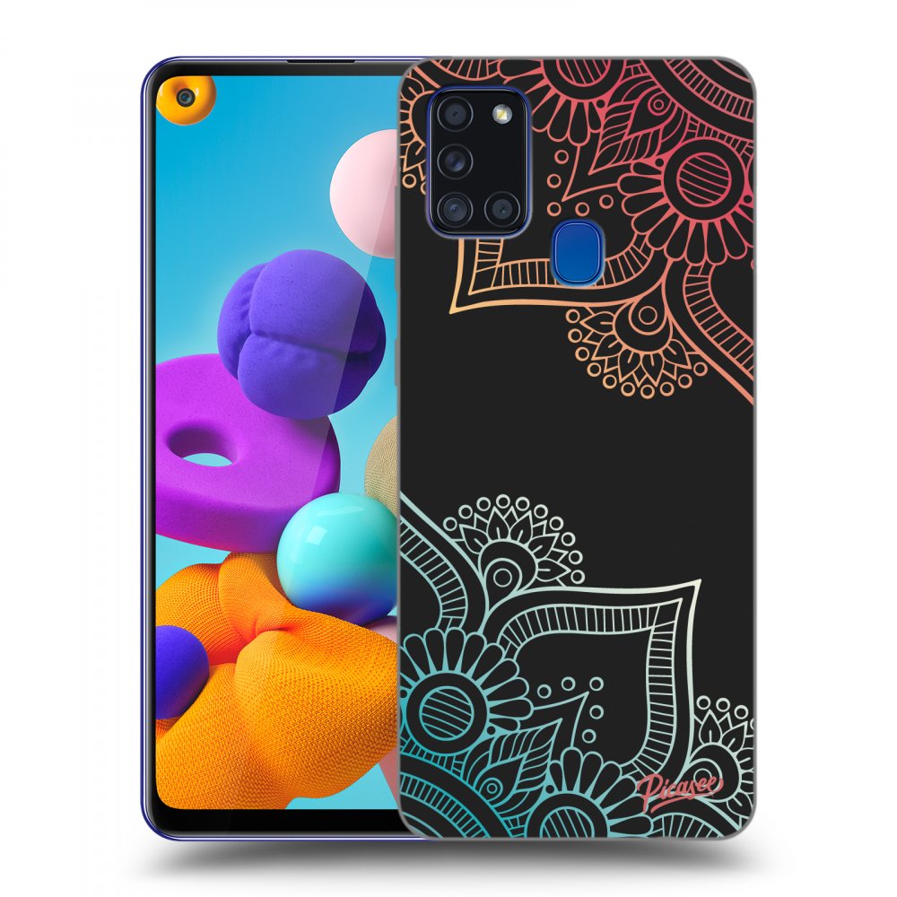 Picasee silikonový černý obal pro Samsung Galaxy A21s - Flowers pattern