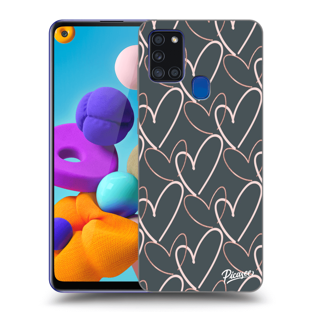 Picasee silikonový černý obal pro Samsung Galaxy A21s - Lots of love