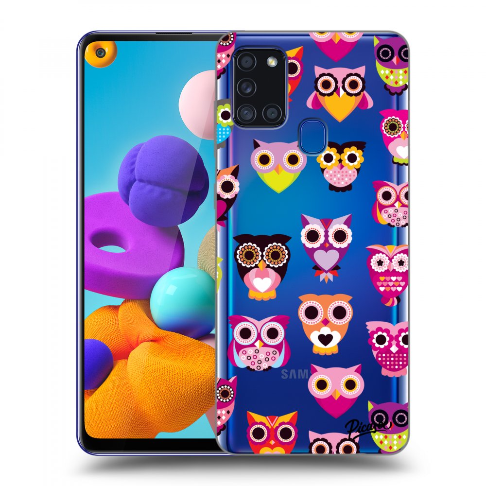 Picasee silikonový průhledný obal pro Samsung Galaxy A21s - Owls