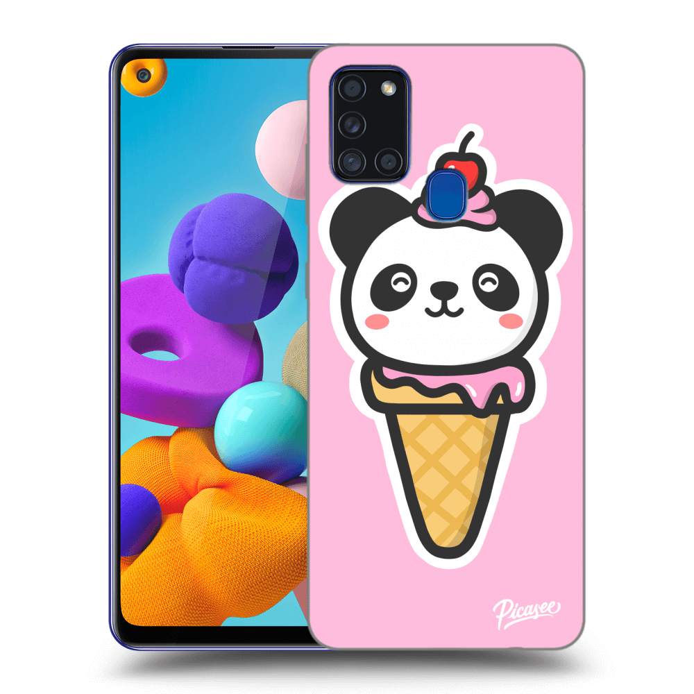Picasee silikonový černý obal pro Samsung Galaxy A21s - Ice Cream Panda