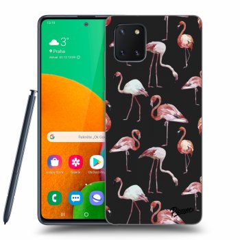 Picasee silikonový černý obal pro Samsung Galaxy Note 10 Lite N770F - Flamingos