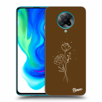 Picasee silikonový černý obal pro Xiaomi Poco F2 Pro - Brown flowers