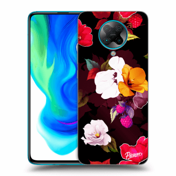 Picasee silikonový černý obal pro Xiaomi Poco F2 Pro - Flowers and Berries
