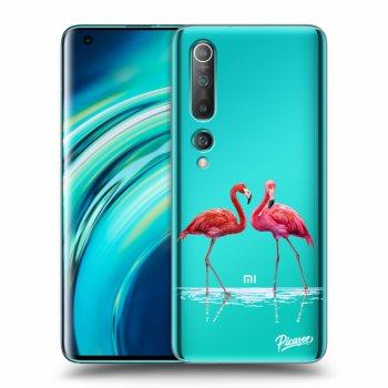 Picasee silikonový průhledný obal pro Xiaomi Mi 10 - Flamingos couple