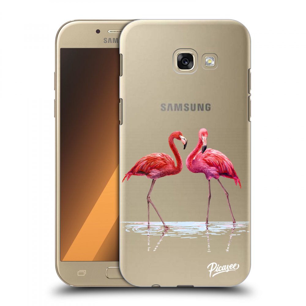 Picasee silikonový průhledný obal pro Samsung Galaxy A5 2017 A520F - Flamingos couple