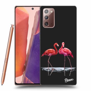 Picasee silikonový černý obal pro Samsung Galaxy Note 20 - Flamingos couple