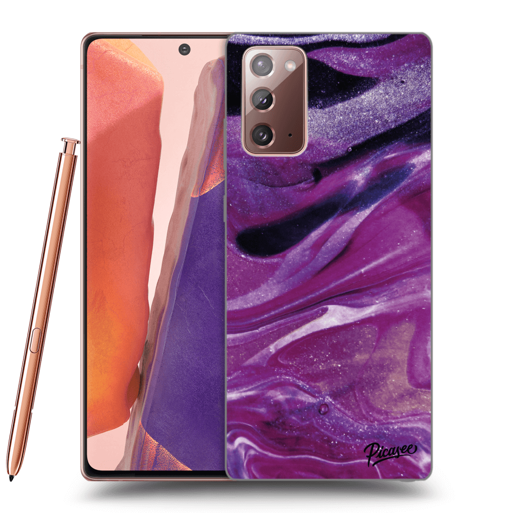 Picasee silikonový průhledný obal pro Samsung Galaxy Note 20 - Purple glitter