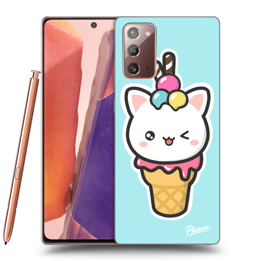 Picasee silikonový černý obal pro Samsung Galaxy Note 20 - Ice Cream Cat