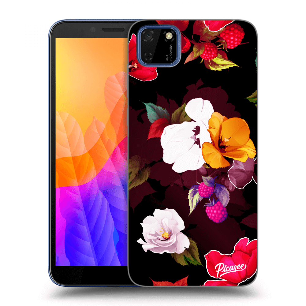 Picasee silikonový černý obal pro Huawei Y5P - Flowers and Berries