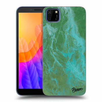 Picasee silikonový průhledný obal pro Huawei Y5P - Green marble