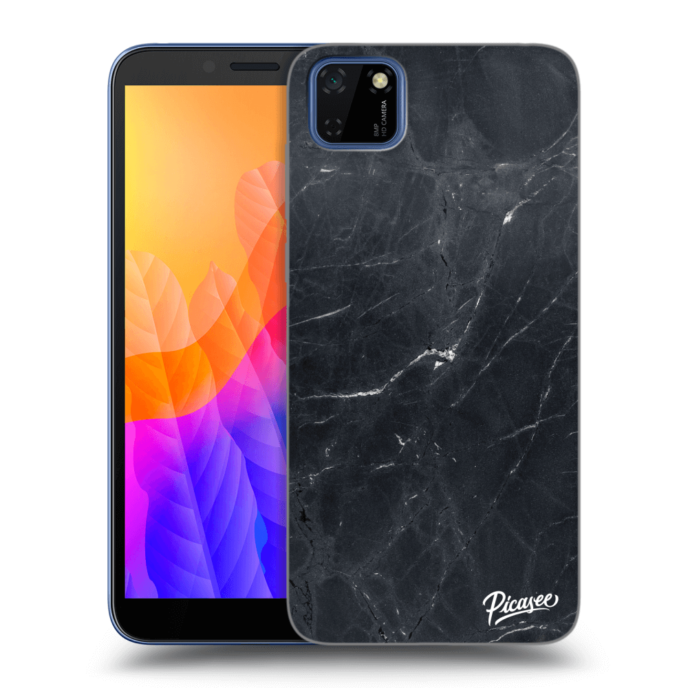 Picasee silikonový průhledný obal pro Huawei Y5P - Black marble