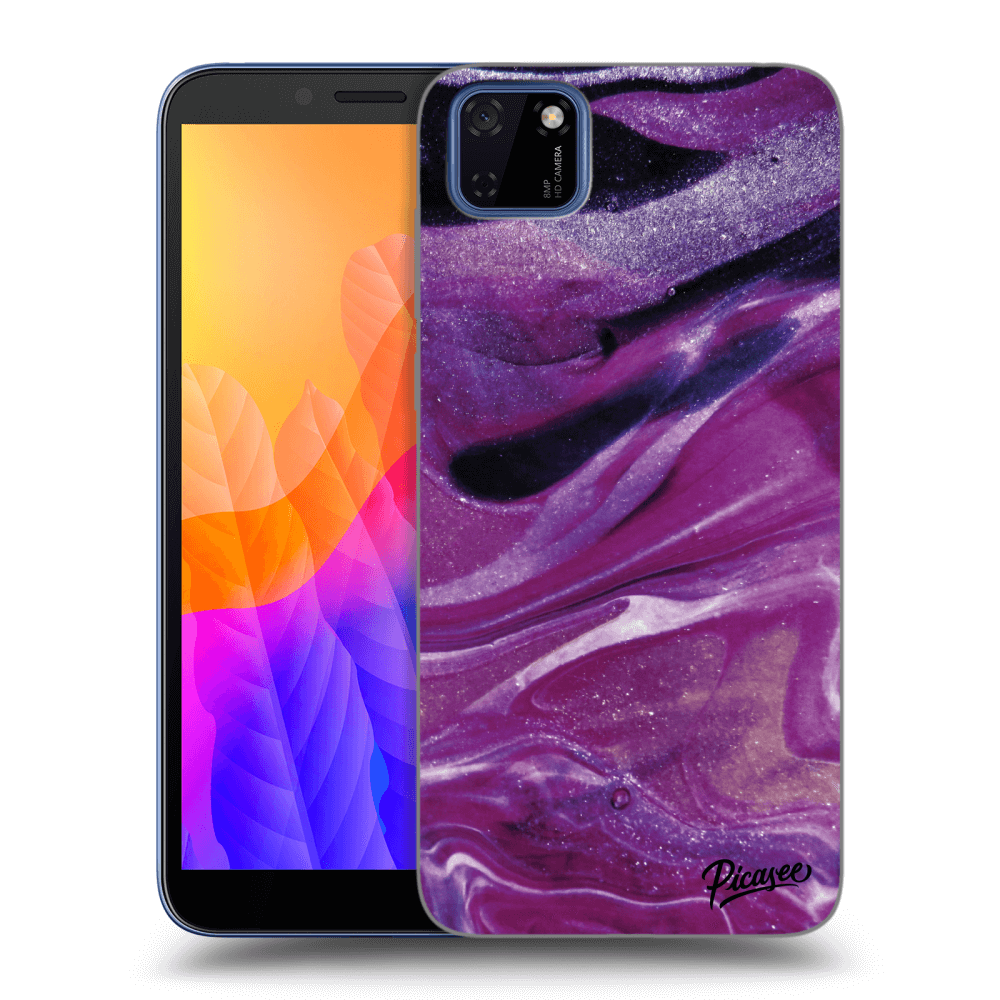 Picasee silikonový průhledný obal pro Huawei Y5P - Purple glitter