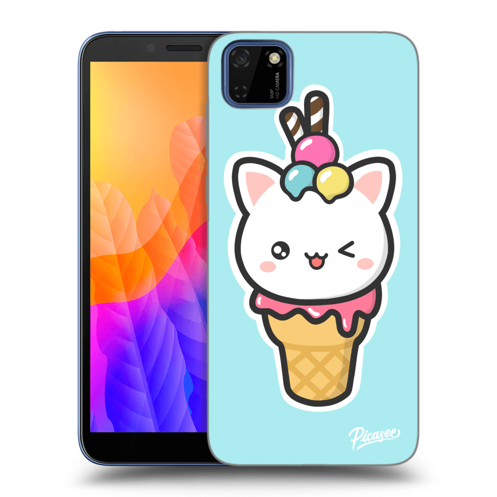 Picasee silikonový černý obal pro Huawei Y5P - Ice Cream Cat