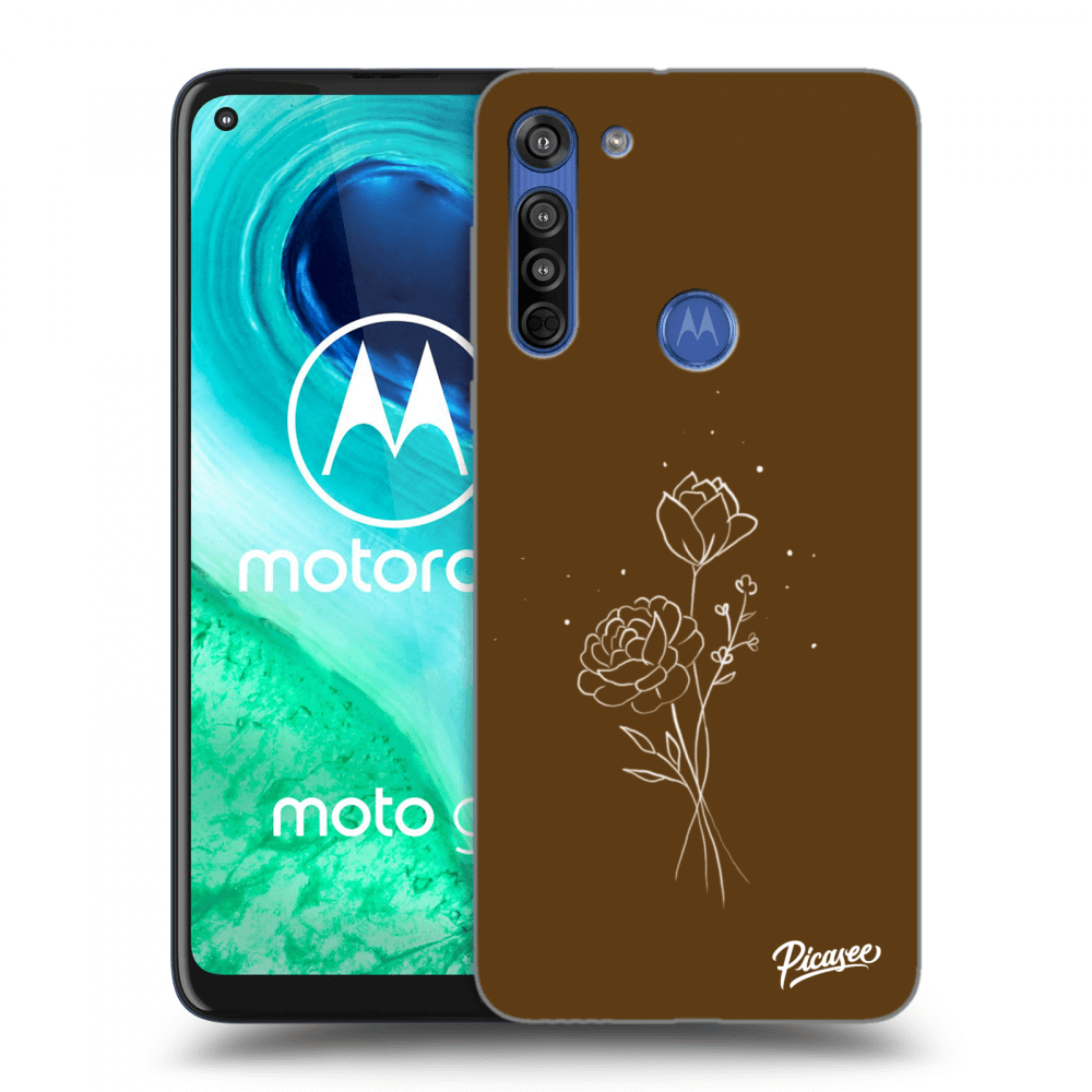 Picasee silikonový průhledný obal pro Motorola Moto G8 - Brown flowers