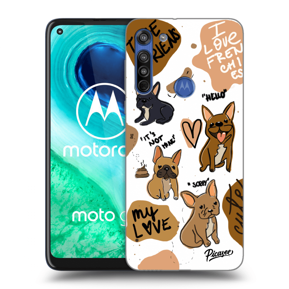 Picasee silikonový průhledný obal pro Motorola Moto G8 - Frenchies