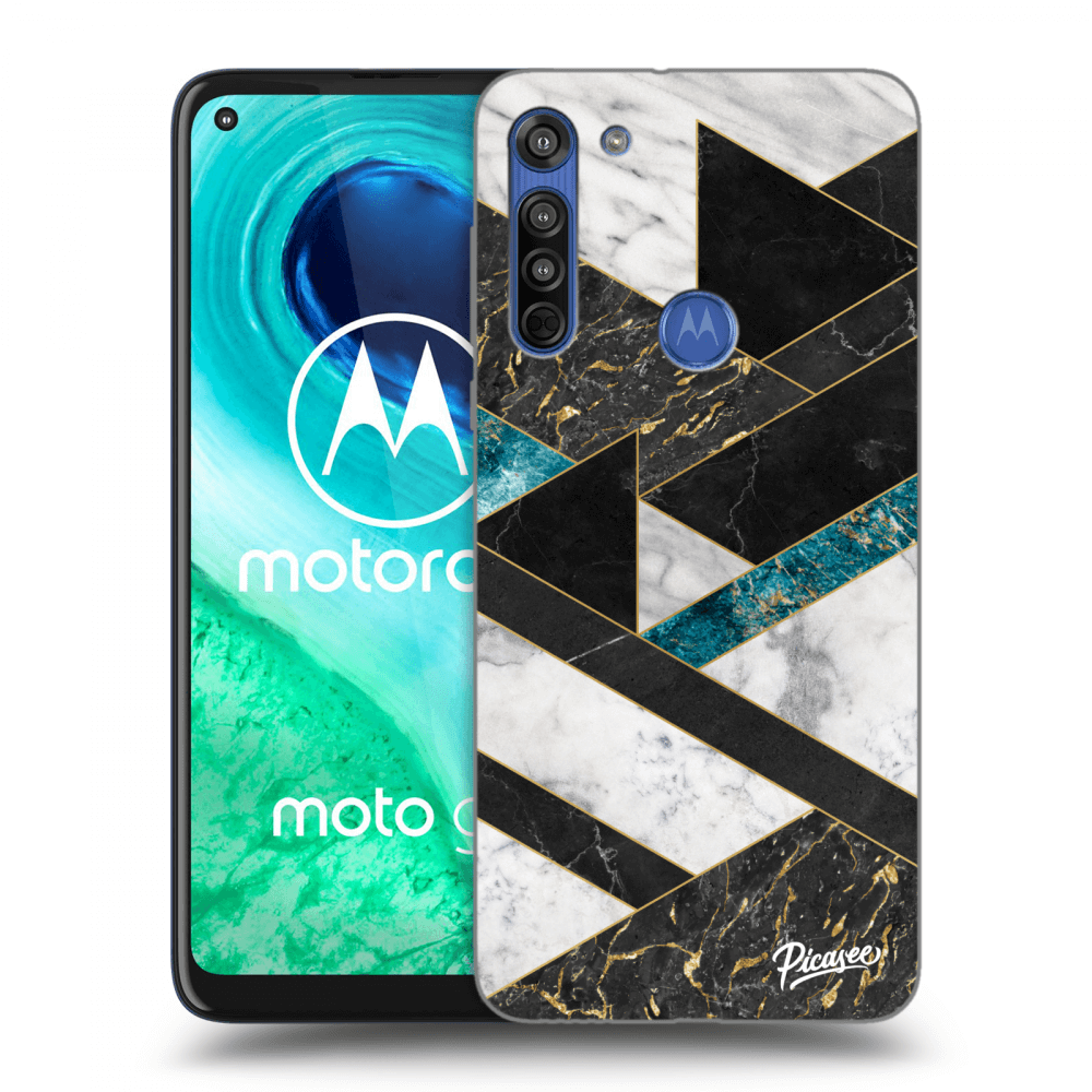 Picasee silikonový průhledný obal pro Motorola Moto G8 - Dark geometry