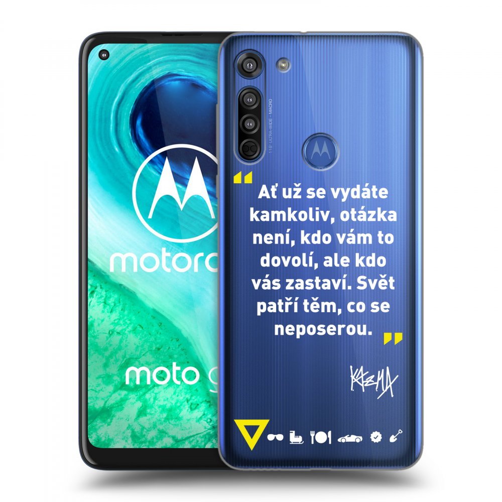 Picasee silikonový průhledný obal pro Motorola Moto G8 - Kazma - SVĚT PATŘÍ TĚM, CO SE NEPOSEROU