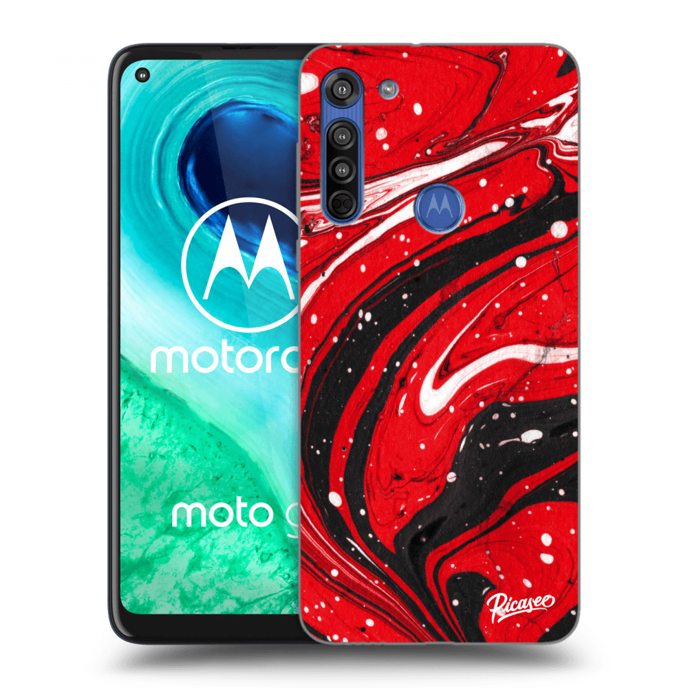 Picasee silikonový průhledný obal pro Motorola Moto G8 - Red black