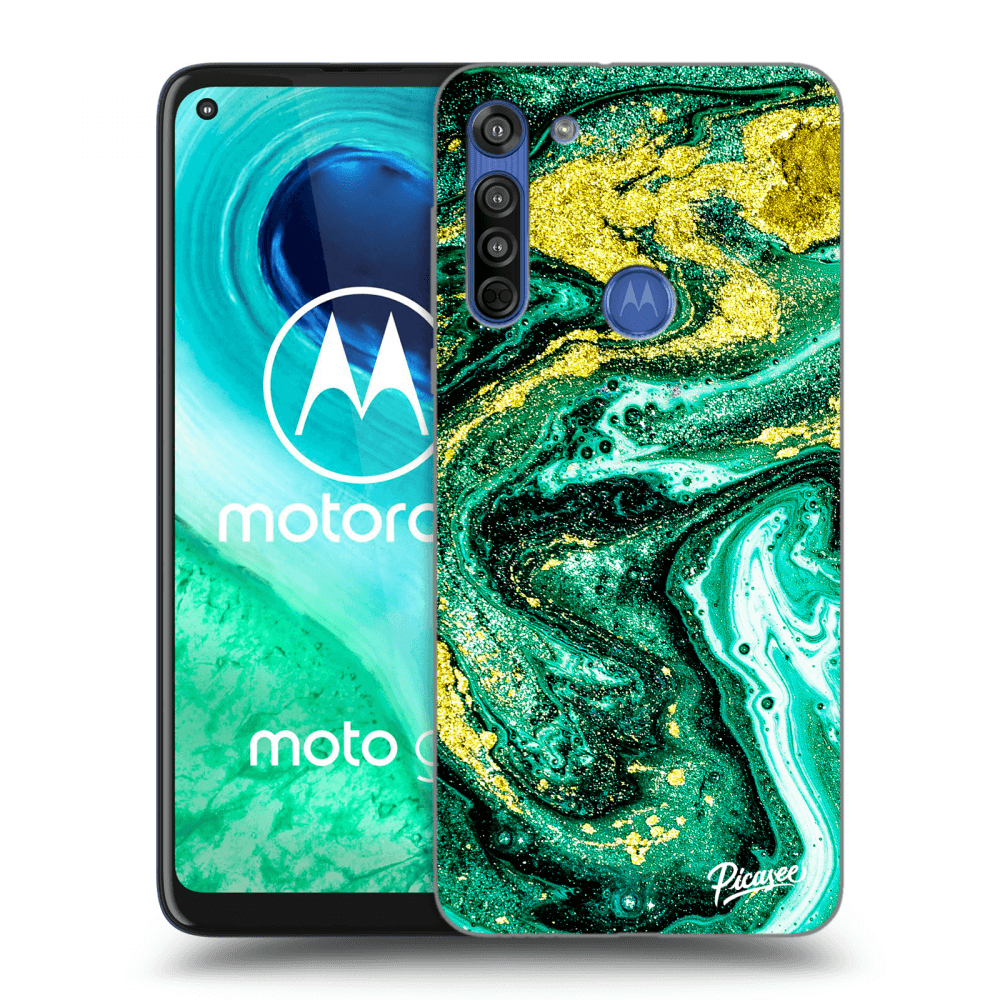 Picasee silikonový průhledný obal pro Motorola Moto G8 - Green Gold