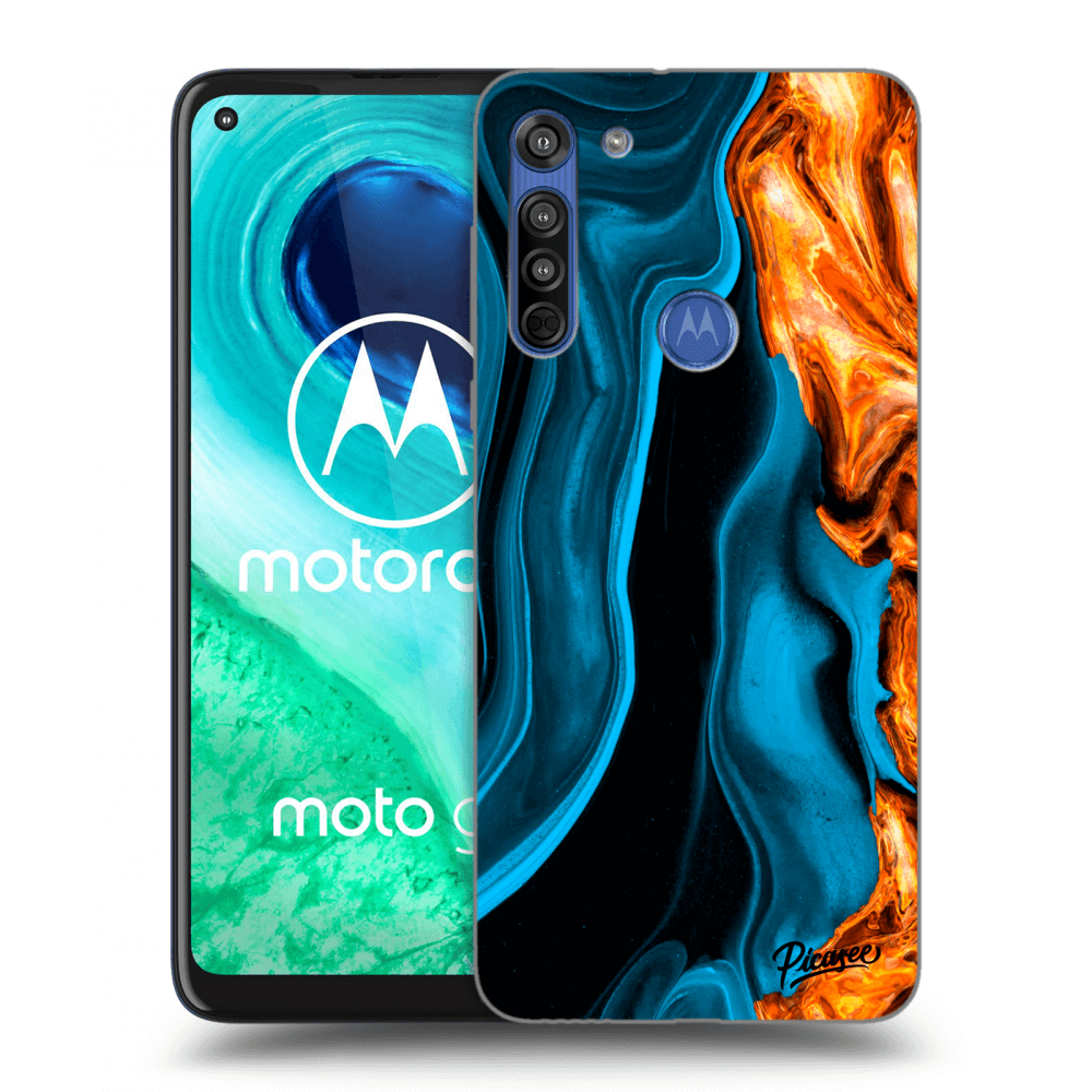 Picasee silikonový černý obal pro Motorola Moto G8 - Gold blue