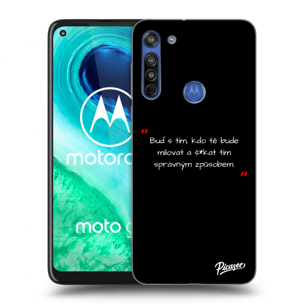 Picasee silikonový černý obal pro Motorola Moto G8 - Správná láska Bílá
