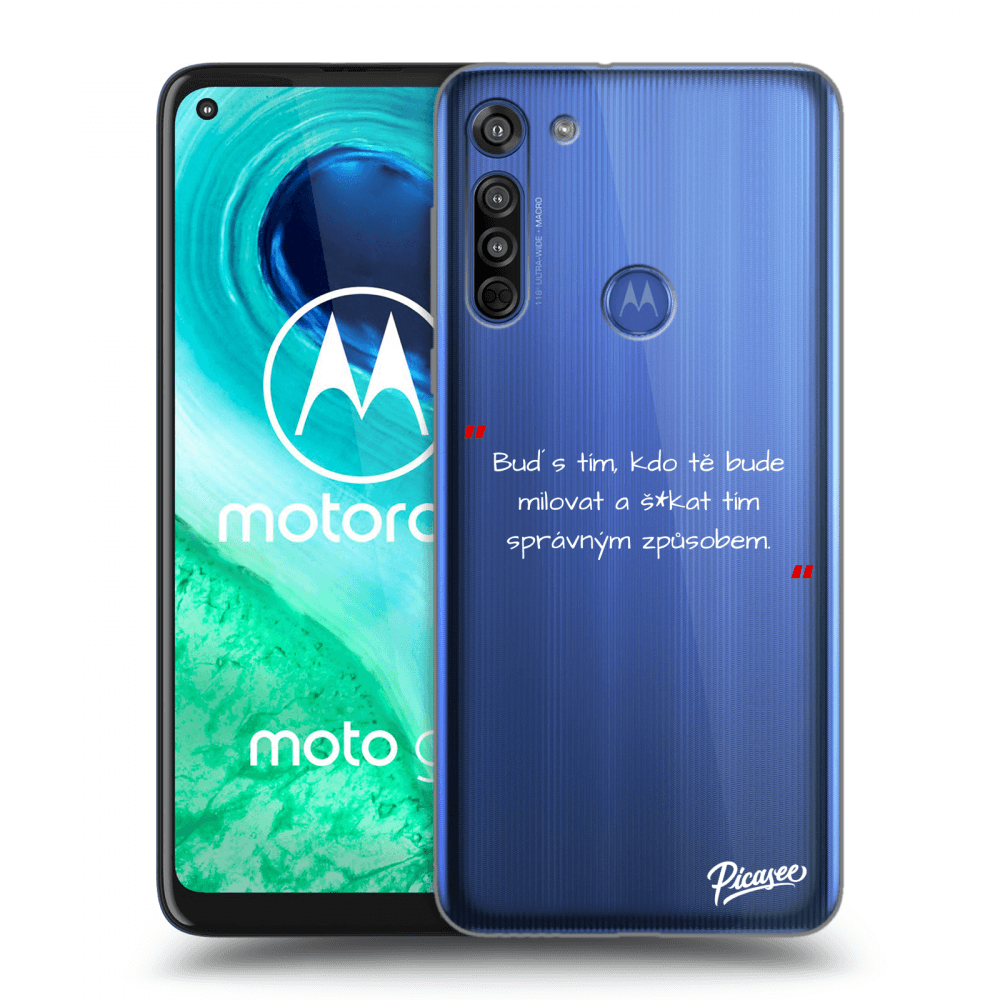 Picasee silikonový průhledný obal pro Motorola Moto G8 - Správná láska Bílá