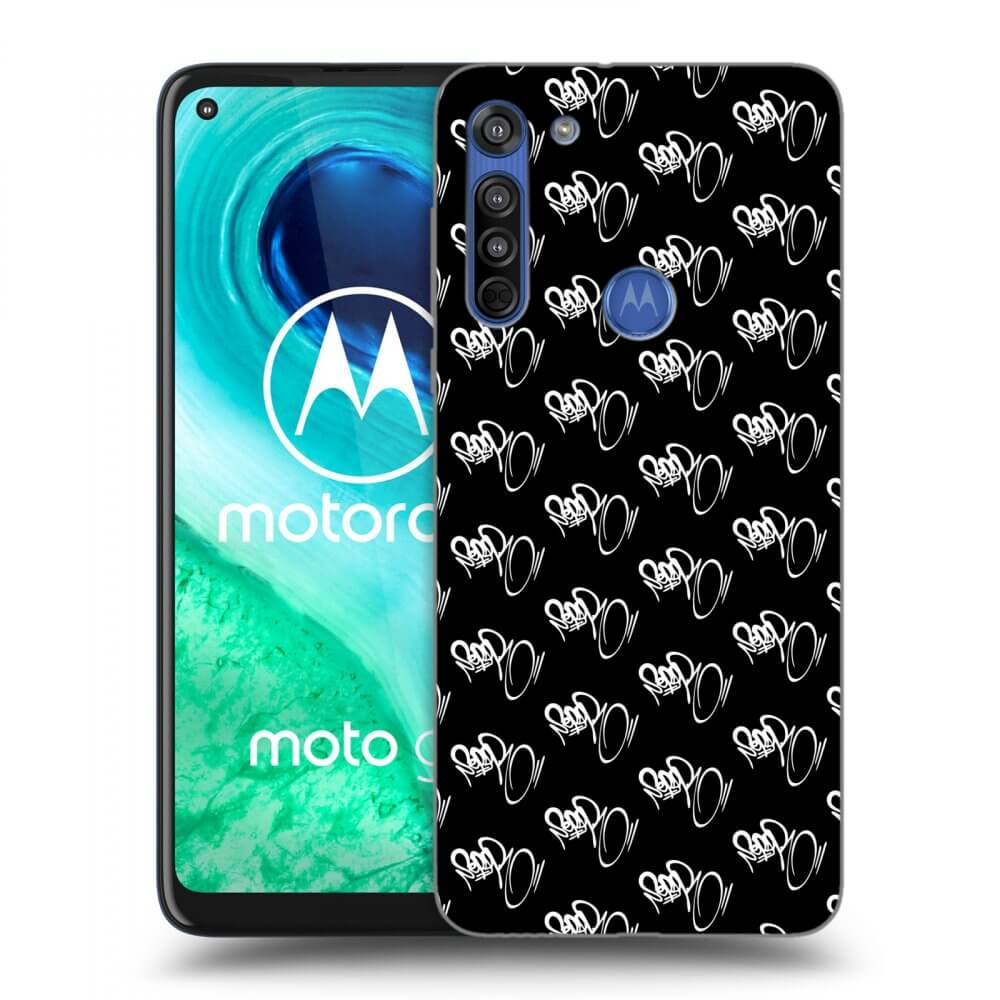 Picasee silikonový černý obal pro Motorola Moto G8 - Separ - White On Black