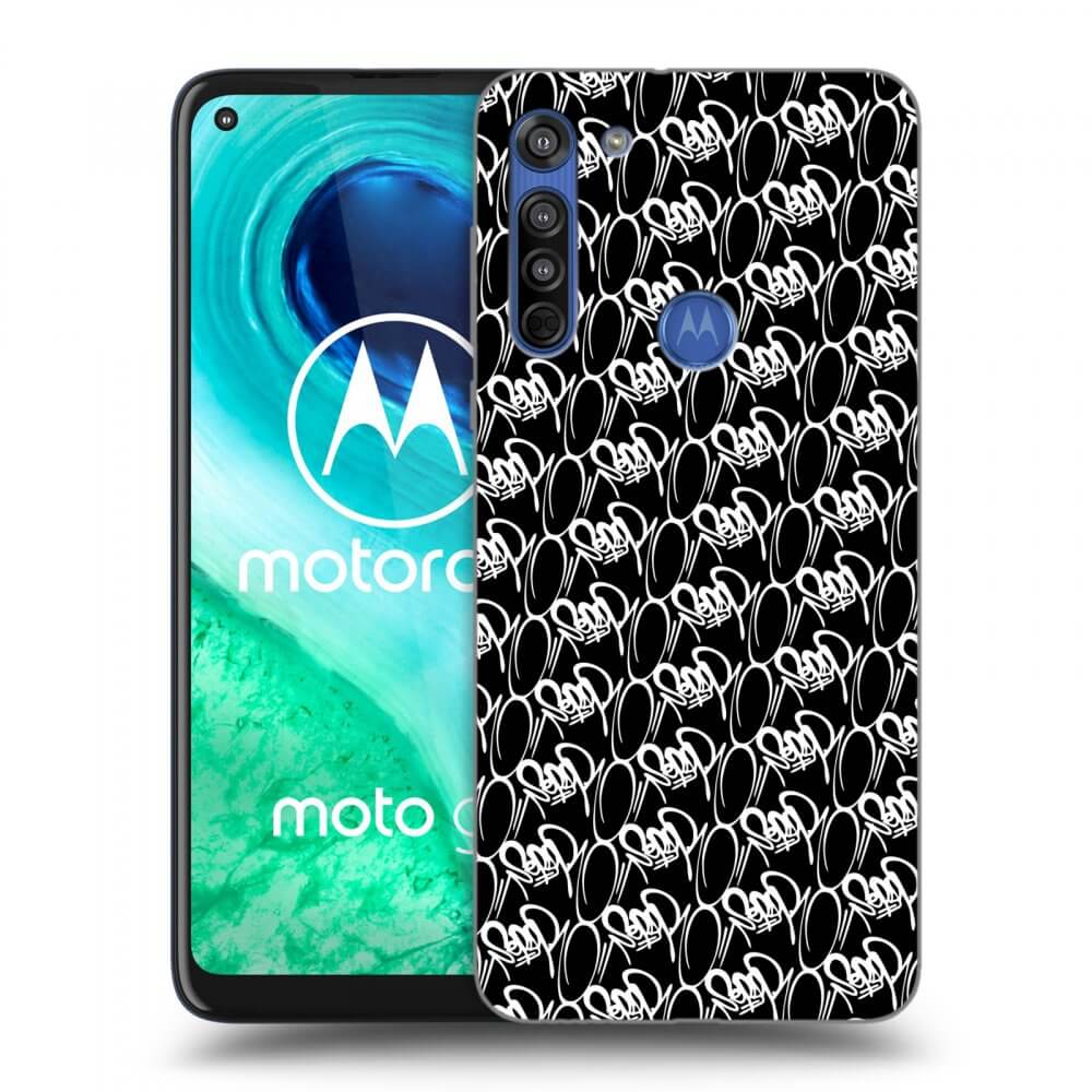 Picasee silikonový černý obal pro Motorola Moto G8 - Separ - White On Black 2