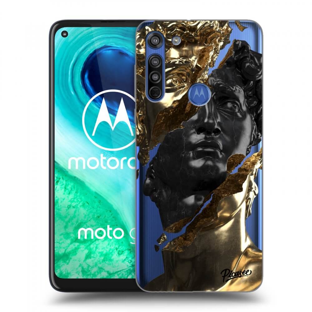 Picasee silikonový průhledný obal pro Motorola Moto G8 - Gold - Black