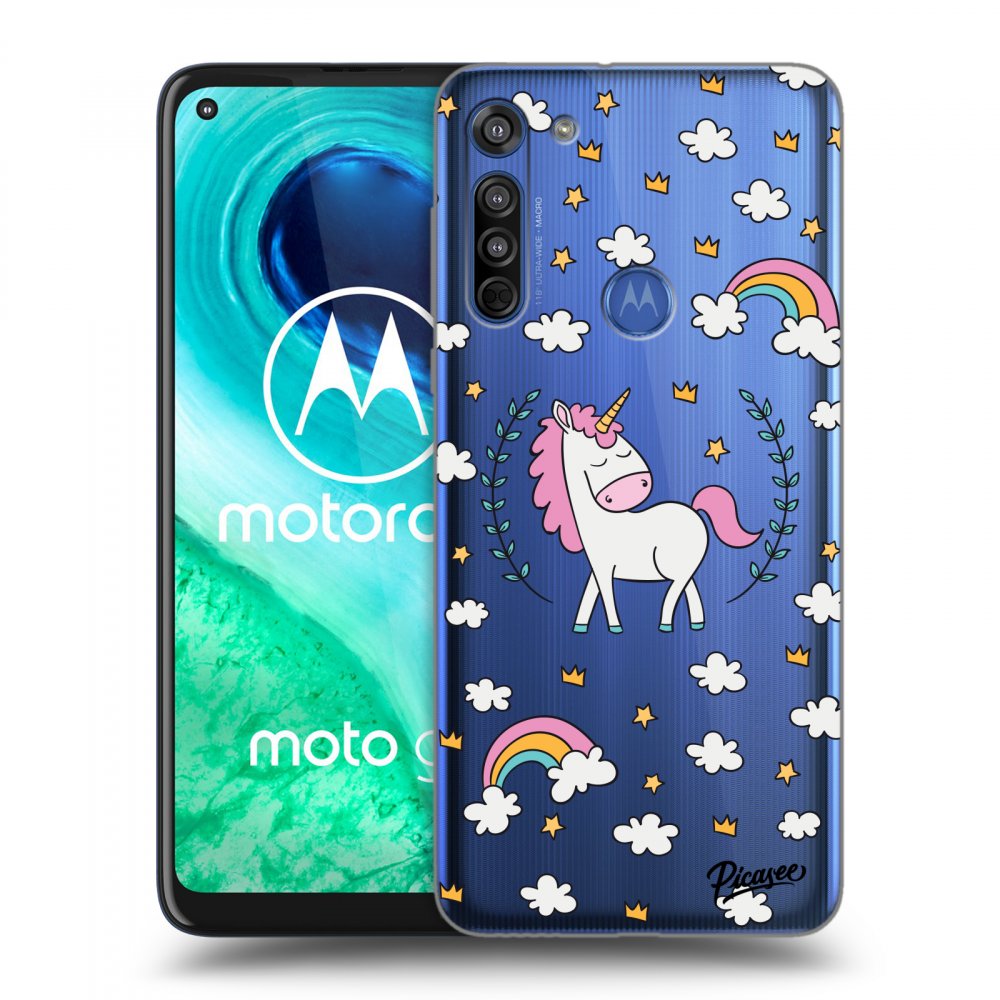 Picasee silikonový průhledný obal pro Motorola Moto G8 - Unicorn star heaven