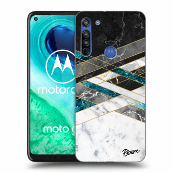 Picasee silikonový průhledný obal pro Motorola Moto G8 - Black & White geometry