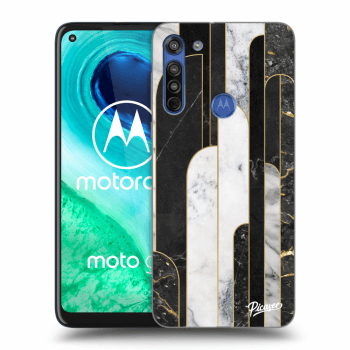 Picasee silikonový průhledný obal pro Motorola Moto G8 - Black & White tile
