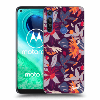 Picasee silikonový průhledný obal pro Motorola Moto G8 - Purple Leaf