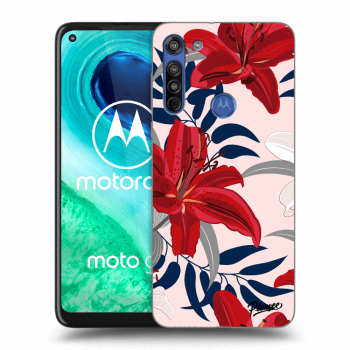 Picasee silikonový průhledný obal pro Motorola Moto G8 - Red Lily