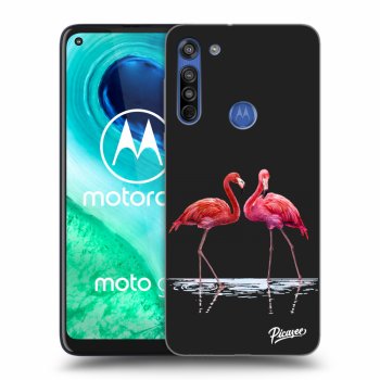 Picasee silikonový černý obal pro Motorola Moto G8 - Flamingos couple