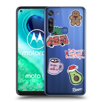 Picasee silikonový průhledný obal pro Motorola Moto G8 - Christmas Stickers