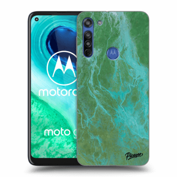 Picasee silikonový černý obal pro Motorola Moto G8 - Green marble