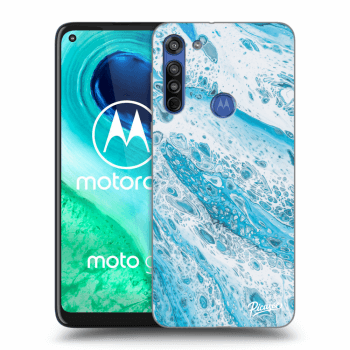 Picasee silikonový průhledný obal pro Motorola Moto G8 - Blue liquid
