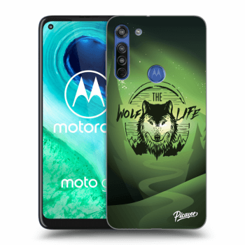 Picasee silikonový průhledný obal pro Motorola Moto G8 - Wolf life