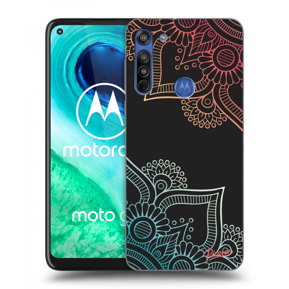 Picasee silikonový černý obal pro Motorola Moto G8 - Flowers pattern