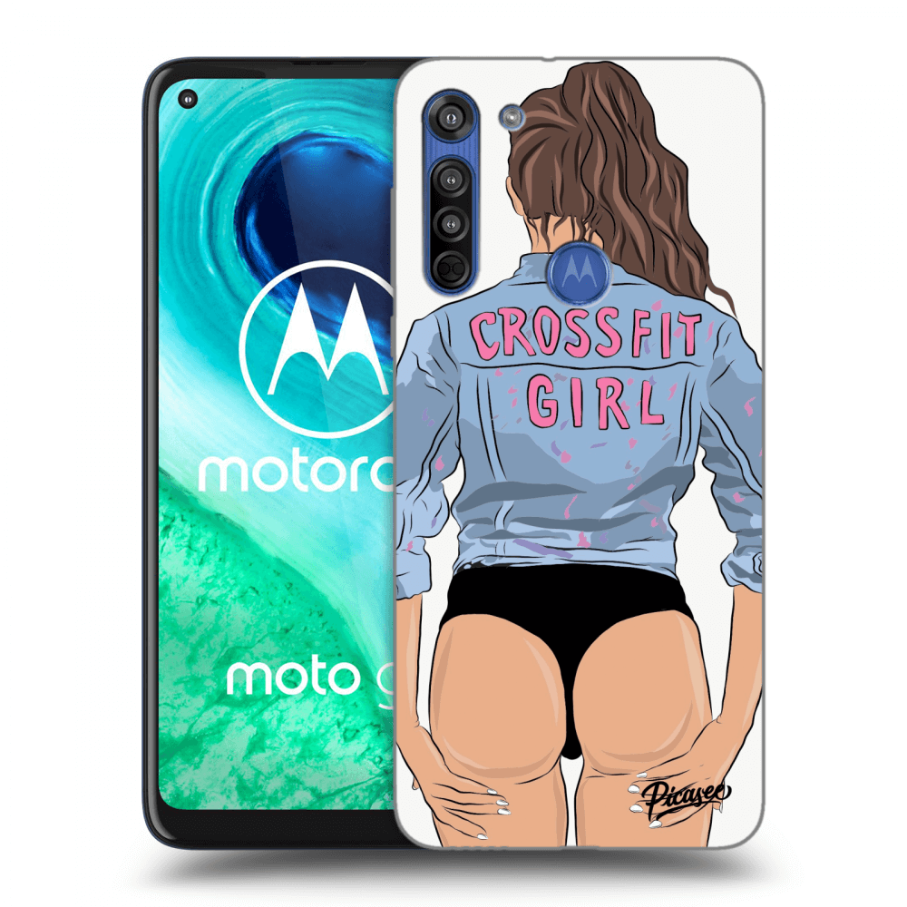 Picasee silikonový průhledný obal pro Motorola Moto G8 - Crossfit girl - nickynellow