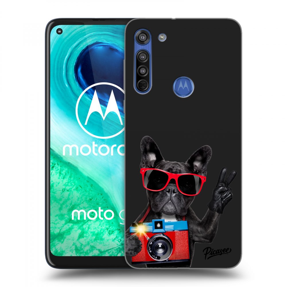 Picasee silikonový černý obal pro Motorola Moto G8 - French Bulldog