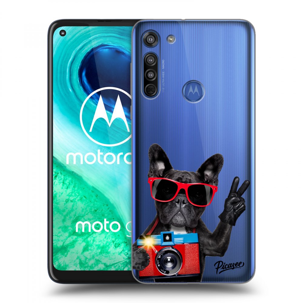 Picasee silikonový průhledný obal pro Motorola Moto G8 - French Bulldog