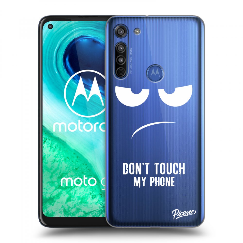 Picasee silikonový průhledný obal pro Motorola Moto G8 - Don't Touch My Phone