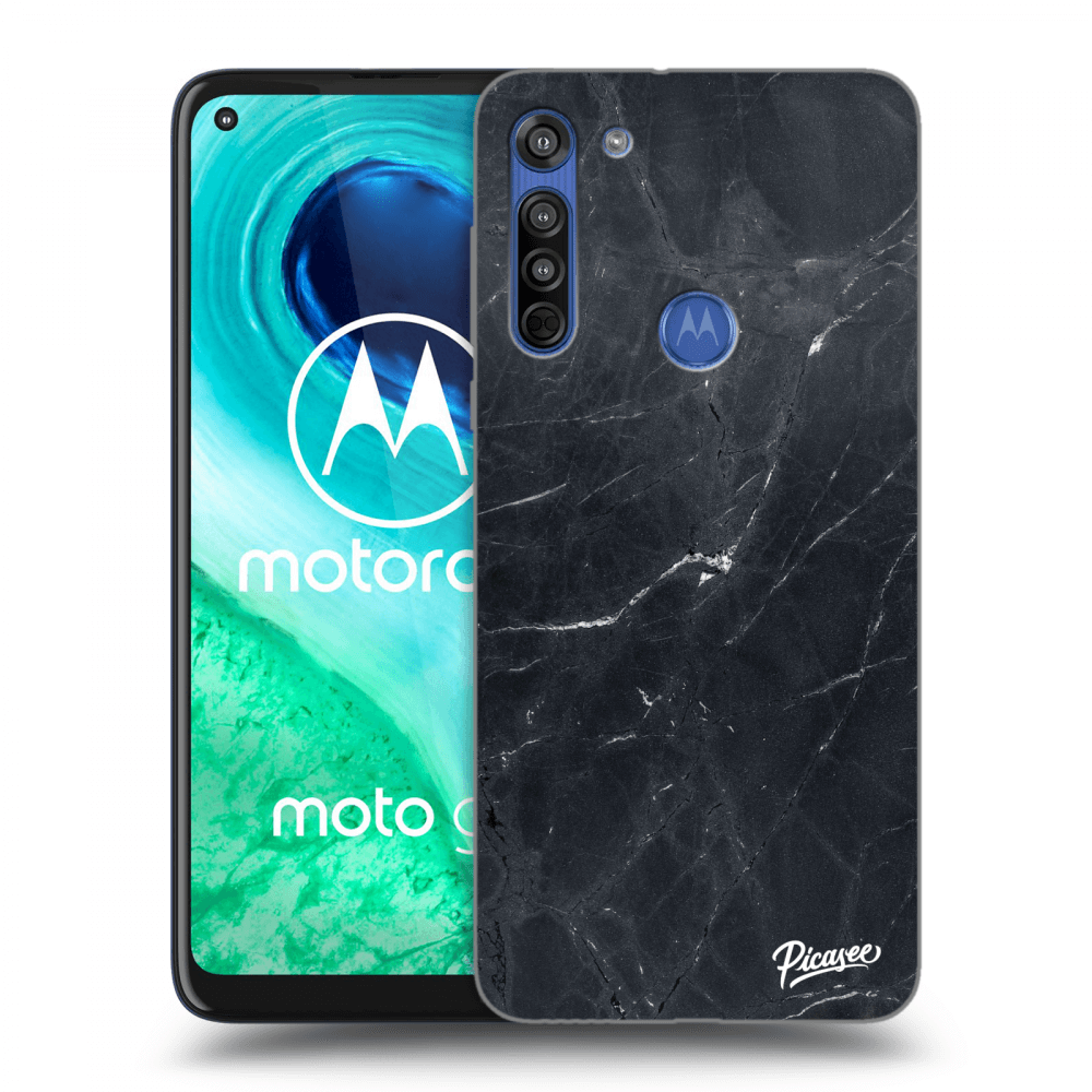 Picasee silikonový průhledný obal pro Motorola Moto G8 - Black marble