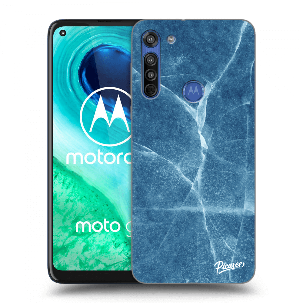 Picasee silikonový černý obal pro Motorola Moto G8 - Blue marble