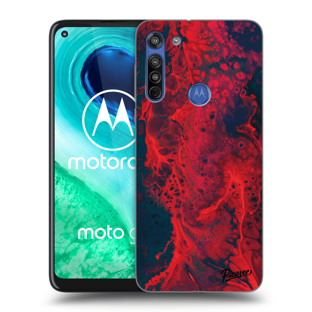 Picasee silikonový černý obal pro Motorola Moto G8 - Organic red